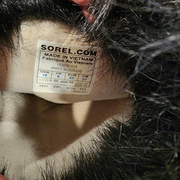 Sorel Womens Tofino Black Glitter Faux Fur Lace Up Waterproof Boots, Size 10 - Picture 6 of 7